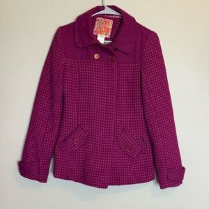 Billabong Vtg Magenta Pink Button Down Wool Blend Peacoat/Winter Coat Size M